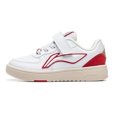 Li Ning Kids Sports Lifestyle Series Color Block Fashion Versatile Shock Absorption Rebound Kids Sneakers Kids Sneakers White Red YKNS134-21