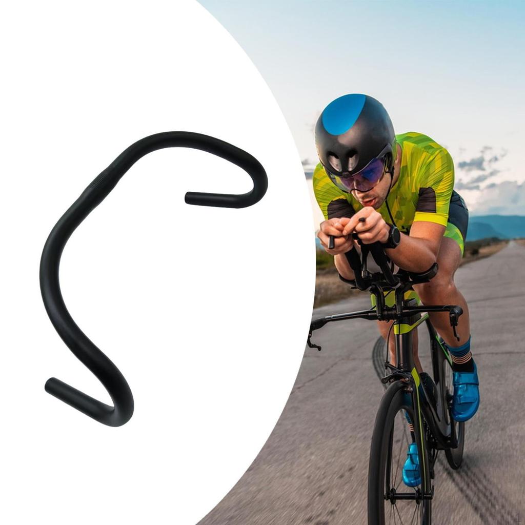 400mm Road Bicycle Bent Handlebar Aluminum Alloy Sturdy Easily Install Ergonomical Design 1inch