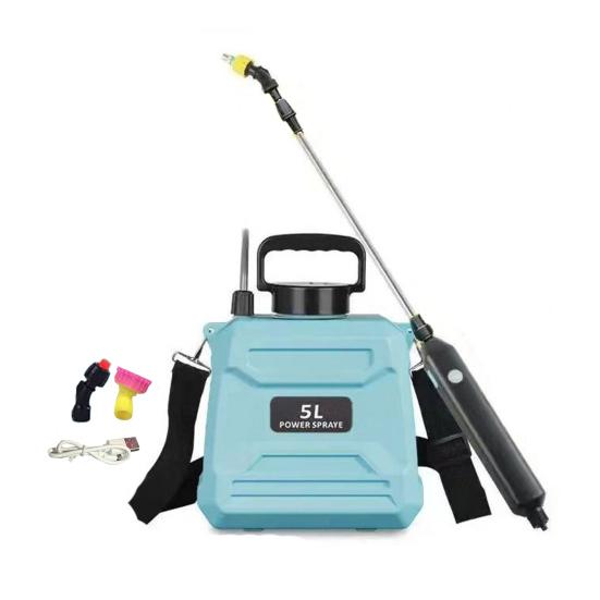 

Электрический опрыскиватель объемом 1,3 галлона/2,1 галлона со встроенным аккумулятором емкостью 18650 мАч, садовый опрыскиватель с телескопической распылительной трубкой для полива растений 5L синий