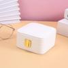 Compact PU Jewelry Box With Mirror Lid Mini Ring Earring Organizer Gift Case Modern Minimalist Style