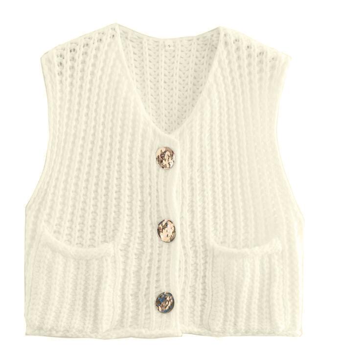 11 Colors 2025 Autumn Cross-border New Vest, Thick Stick Needle Three-button Pocket V-neck Knitted Sleeveless Cardigan Vest