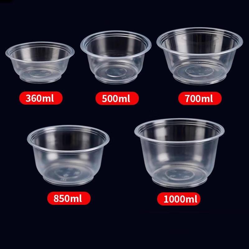 ShengBilai Disposable Transparent Round Plastic Bowls with Lids