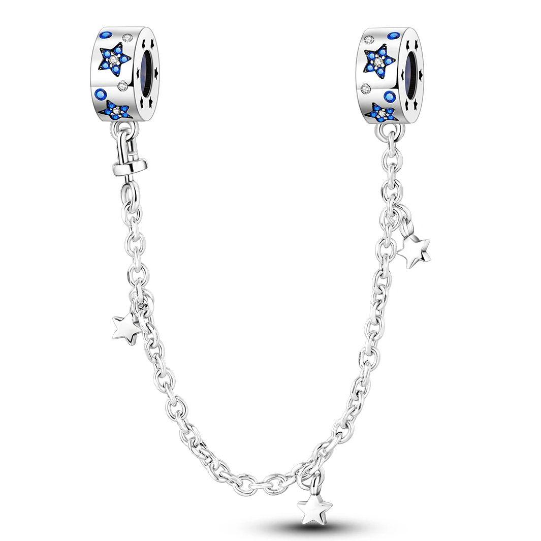 

925 Silver Charm Safety Chain Bead Star Fit Original Bracelet Diy For Woman Fashion Jewelry