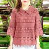 ZANZEA Womens Summer Casual 3/4 Sleeve Patchwork Embroidered Lace Blouse