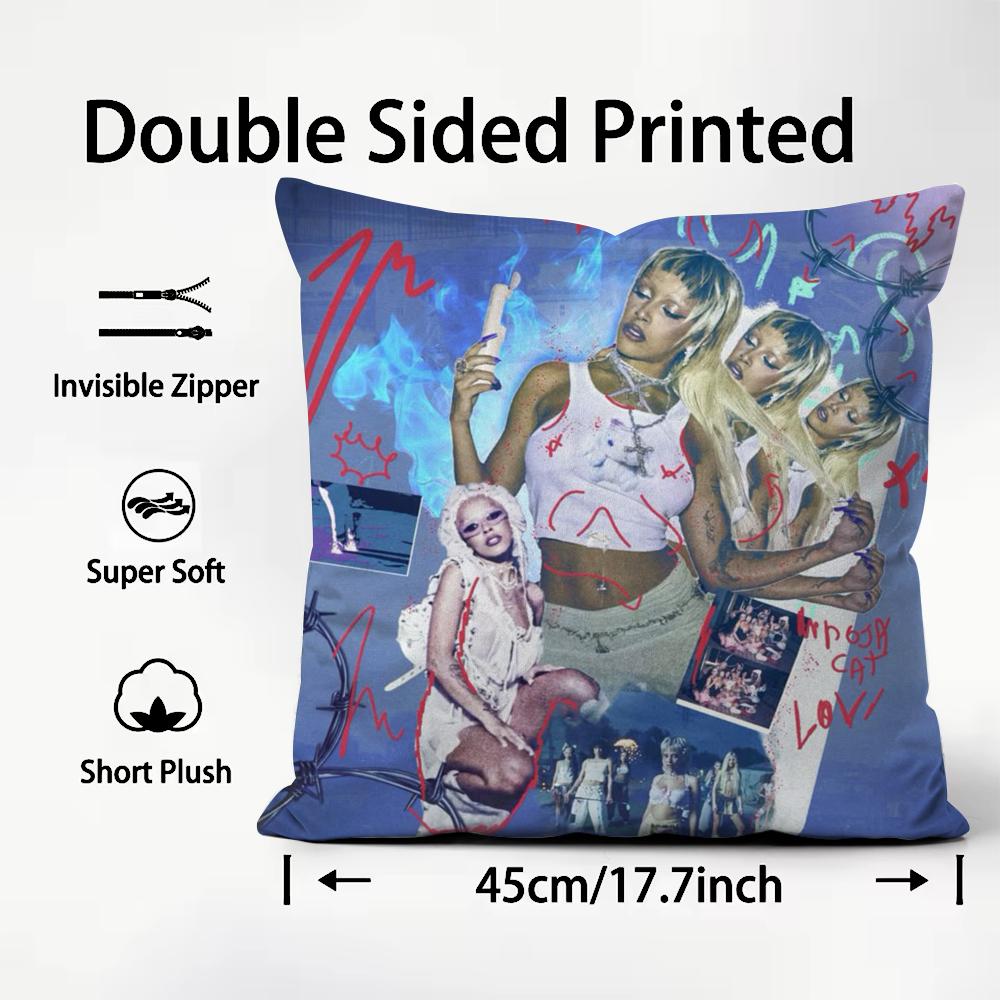 Singer D-Doja Cats Cushion Cover Comfortable Reversible Pillow Cover Ideal For Car Sofa Bedroom & Beyond