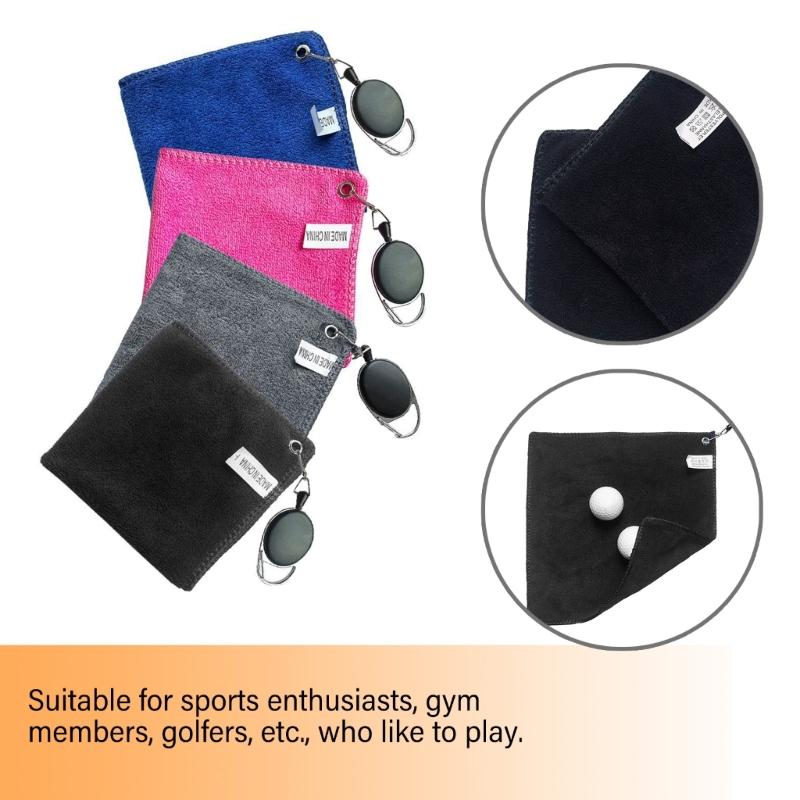 Golfs Towel for Bag, Water Absorption Cleaning Cloth Clean Towel Golfs Club Head Wipe Cloth with Portable Buckle Hook