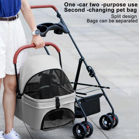 Pet Stroller, Folding Dog Stroller, Pet Folding Stroller, 4 Wheels Dog/Cat Puppy Stroller, Travel Carrier for Small/Medium