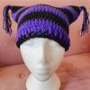 Knit Stripe Pattern Cat Ear Hat Elastic Windproof Hat with Tassels Decor Ear Protector Hat Winter Cycling Skiing Hat