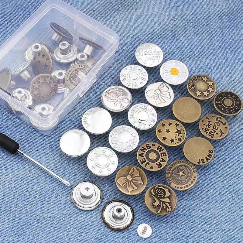 Adjustable Screw-On Rivet Button for Waist Tightening - Hole-Free, Detachable, and Size Customizable.