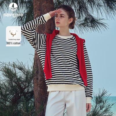 Women's Striped 100% Cotton Long-Sleeve T-Shirt