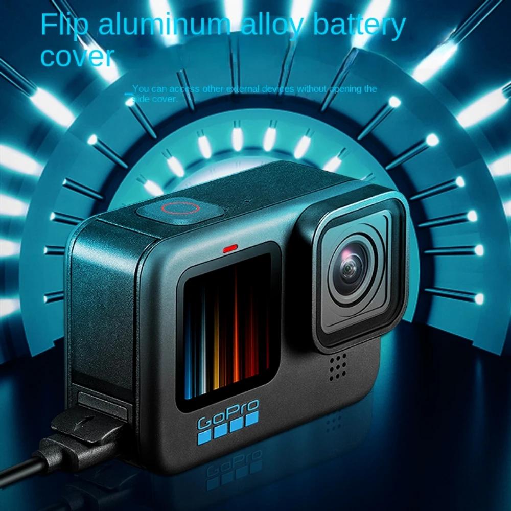 Flip Battery Cover for GoPro Hero 11 10 Black Removable Battery Lid Door Type-C Charging Port Side Case for Gopro 9 Accessories