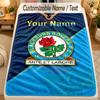 Flannel BlanketBlackburn Rovers Football Custom Name Text Personalized Soft Warm Throw Blanket Home Decor Gift