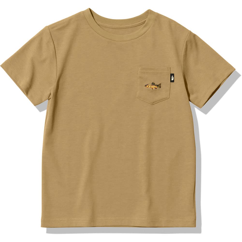 The North Face Short Sleeve Pocket UV Organic Kelp Size 140 Tee, Unisex, Protection, Cotton, Tan,