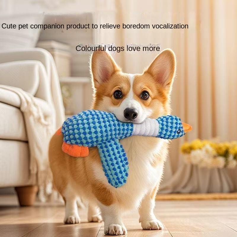 Verbessertes Gans Unzerstörbares Hundespielzeug für aggressive Kauer Kleine Mittlere Große Rasse, Knisterndes Quietschendes Plüsch Hund Welpen Kauspielzeug