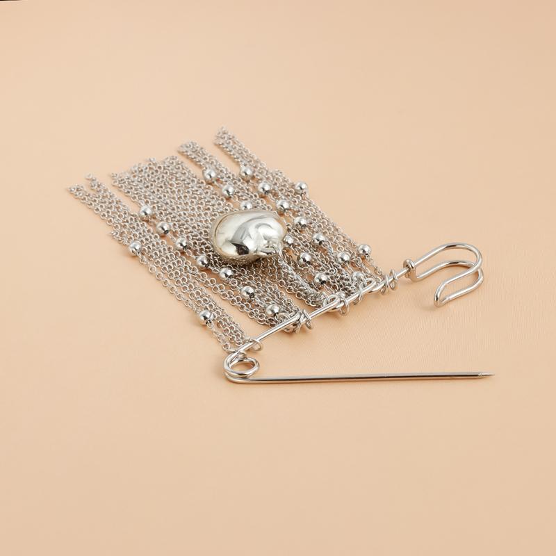 Exaggerated Multiple Tassels Brooches Clothing Accessories Fashion Love Heart Stylish Pin Jewelry Accessories