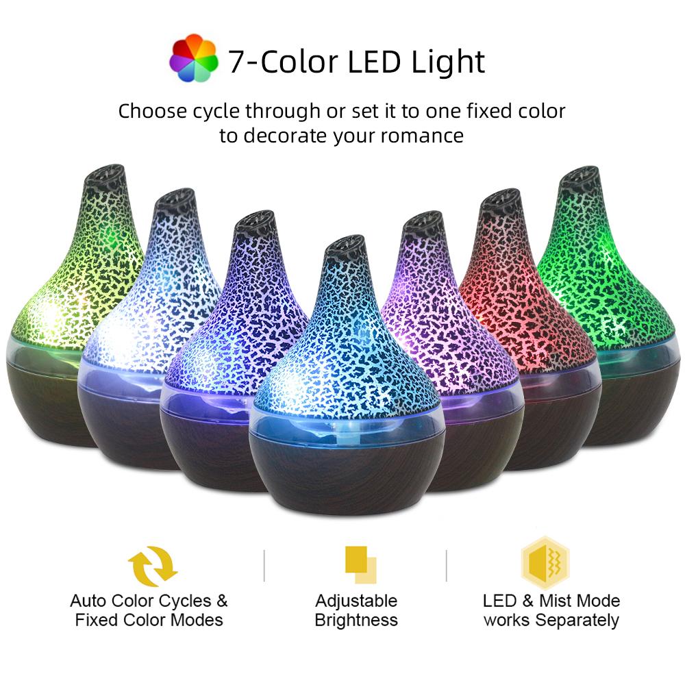 7 Color Changing LED Night Lights Essential Oil Diffuser Ultra Quiet USB Aromatherapy Humidifier Device Auto Shut-Off for Home