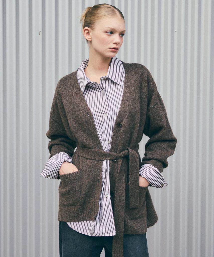 Citta Soft Wool Over Hairy Knit Cardigan_Ctk234(Brown)