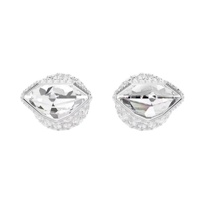 Swarovski Lucent Spherical Pavé Crystal Rhodium Plated Stud Earrings Women's Silver/White 5686483
