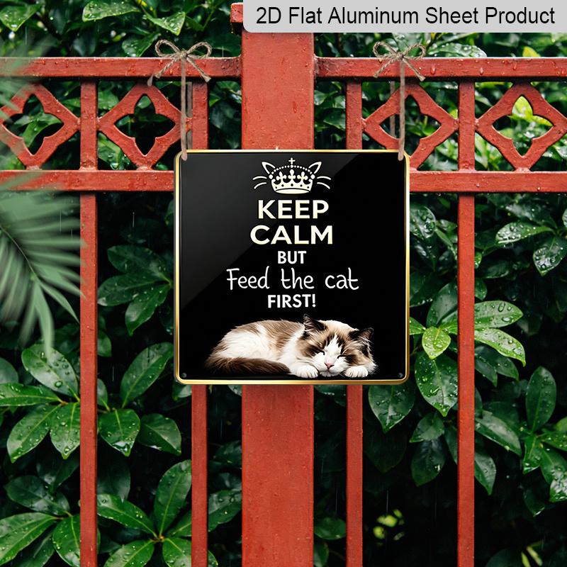 2D Flat, 1pc Vintage -Themed Wall Sign - Retro Farmhouse Aluminum Tabby Art Suitable, Garden, Patio - Indoor/Outdoor Decoration for Lovers, Square