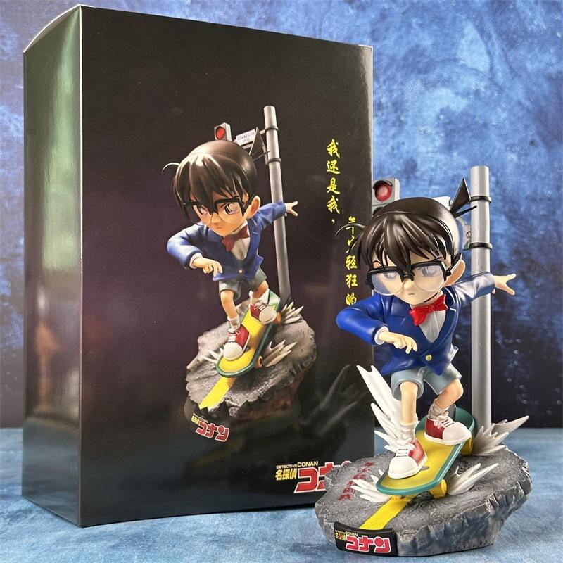 Anime Detektyw Conan Figurka Akcji LK 1/4 Conan na Rolkach Model Statua PVC Kolekcja Ozdoba na Biurko Zabawka Prezenty Urodzinowe