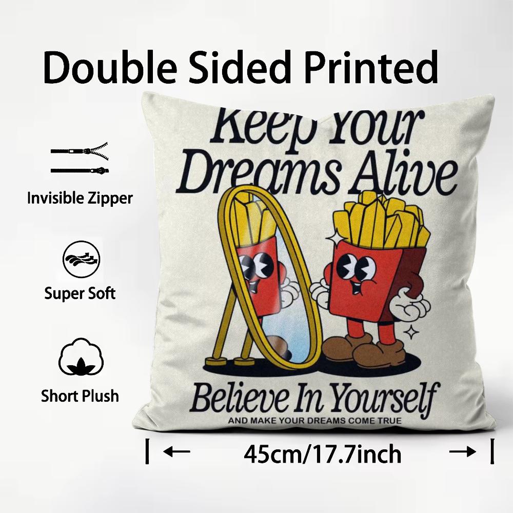 Retro Pop Cartoon Food Cushion Cover Pattern Printed Pillowcase for Living Room Sofa Cushion Cover & Bedroom Decor