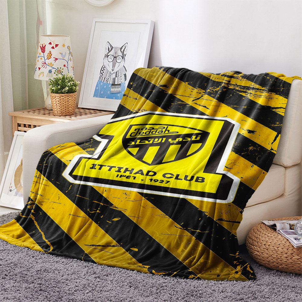 1PC Al-Ittihad FC Patterned Flannel Blanket Suitable For All Seasons for Home Decor Warmth and Comfort Gifts Holiday Present