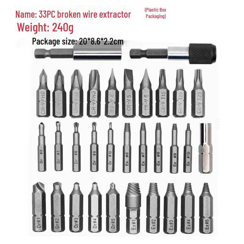 22-Piece High-Speed Steel Wire & Screw Extractor Set