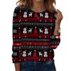 Women's Fashion Casual Long Sleeve Christmas Printed Round Neck Top