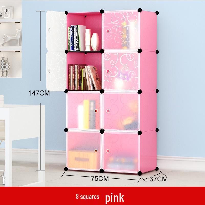 Modular Plastic Bookcase with Doors - Modern Simple Design