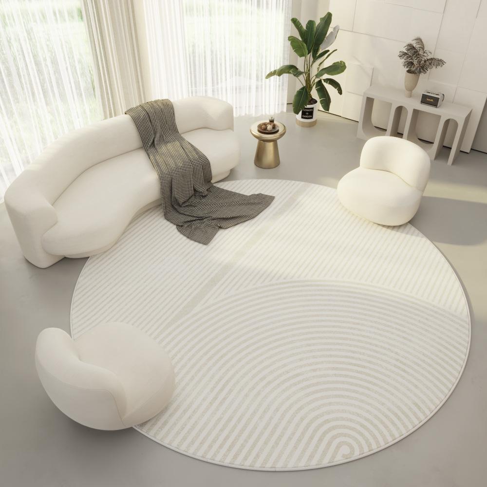 Round Non-Slip Velvet Carpet – Modern Cream for Living Room, Bedroom, or Entrance
