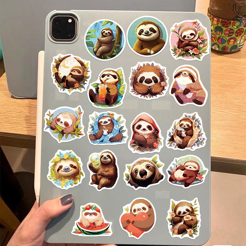 50 Cartoon Sloth Doodle Stickers Decorative Guitar Notebook Suitcase DIY Waterproof