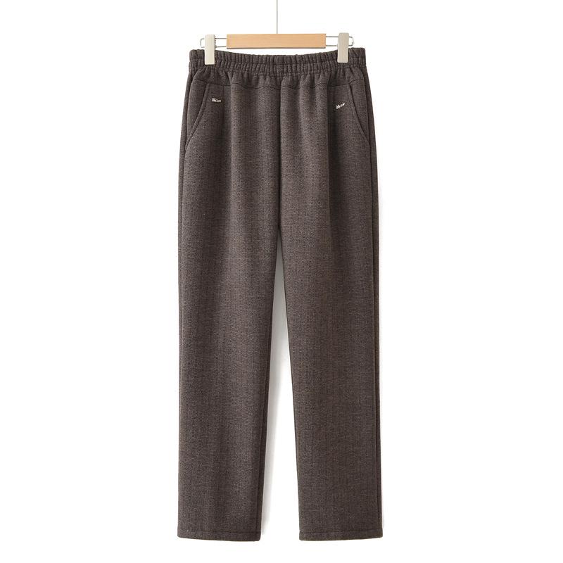 Grandma's Fleece-Lined Warm Straight-Leg Pants: Casual for Autumn and Winter, Perfect for Middle-Aged and Elderly Women