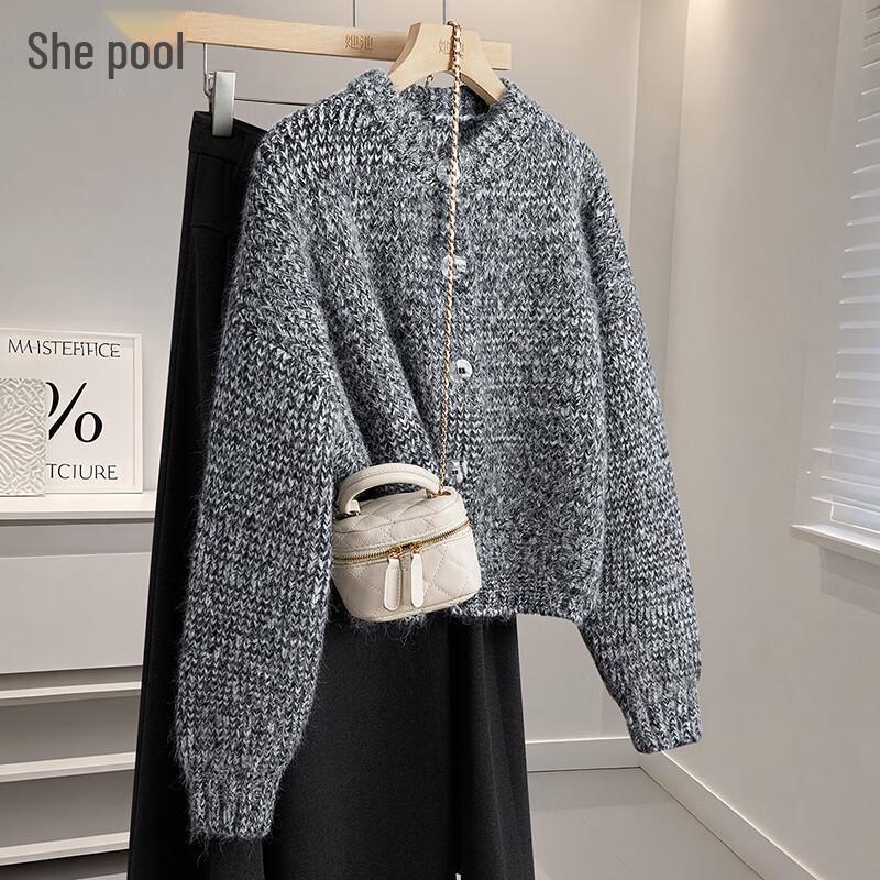 

Женский вязаный кардиган с круглым вырезом One Size