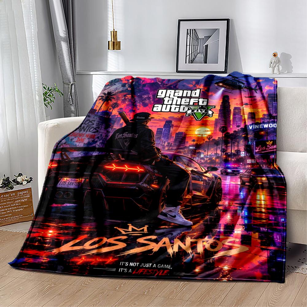 Grand Theft Auto Gta Vi Game Art Blanket Comfortable Perfect For Seaside Bed Couch For All Occasions Playful Design Ideal Gift For Birthday Valentine'