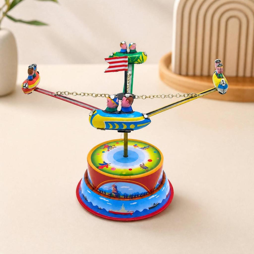 Roundabouts Toy with Spaceships Cars Nostalgic Rotating Ride Collectible Interactive for Collectors,