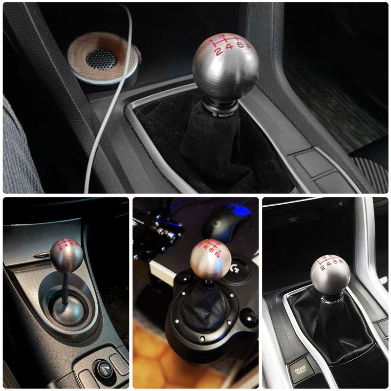 5/6 Speed Car Automatic Manual Gear Shift Knob with M10 Adapter Silvery Round Ball Stick Shift Heads Replacement Shifter