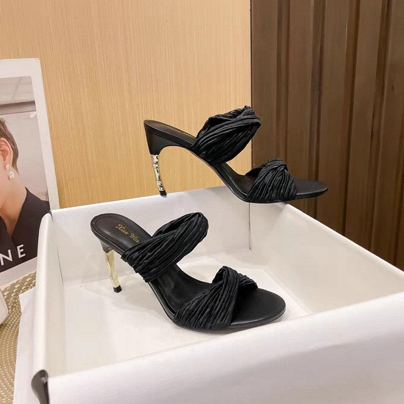 

Fashion Summer 2025 New Pointed-Toe Open-Toe Breathable High Heels For Women, Fine Heel Mesh Ironed Diamond Sandals For Women, And Women 34 чёрный