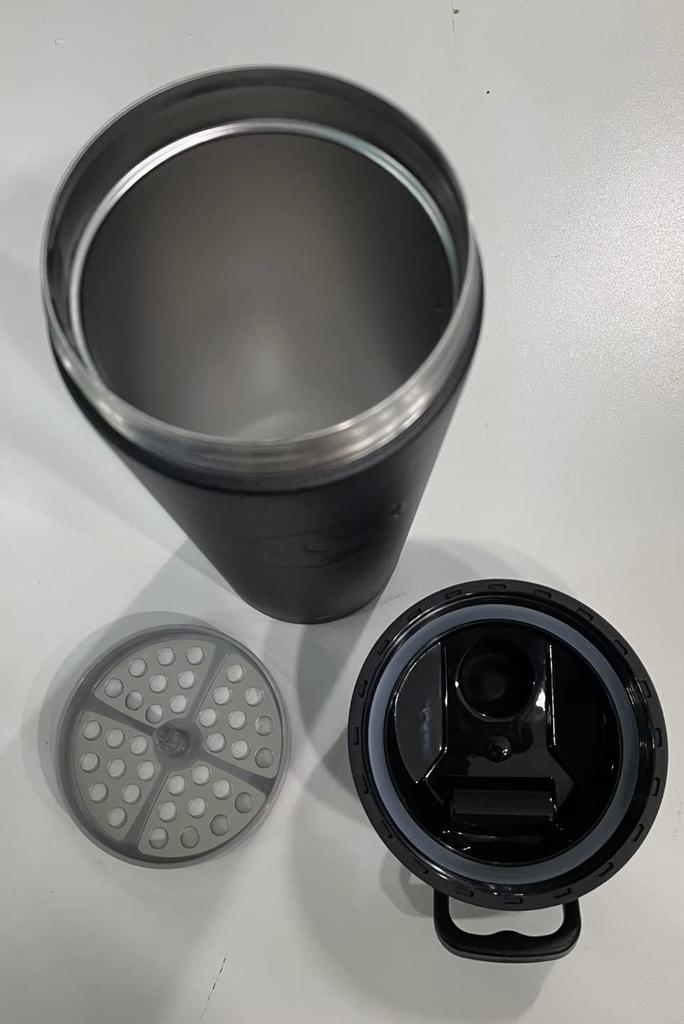 900ml Metalowa Butelka do Shake'a na Wodę Shaker do Protein Termos 24 godziny przechowywanie na zimno 6 godzin przechowywanie na gorąco Podwójna blokada shaker [Metalowy Shake]