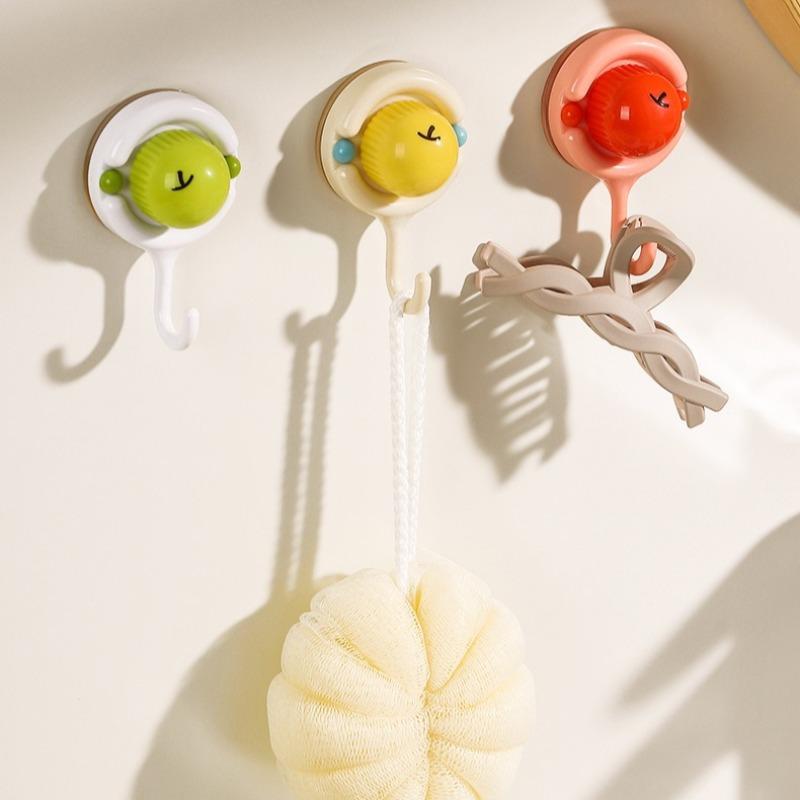 3pcs/set Apple-Shaped Suction Cup Hooks Removable Towel Hanger for Kitchen & Bathroom Door Back Coat Hat Hook