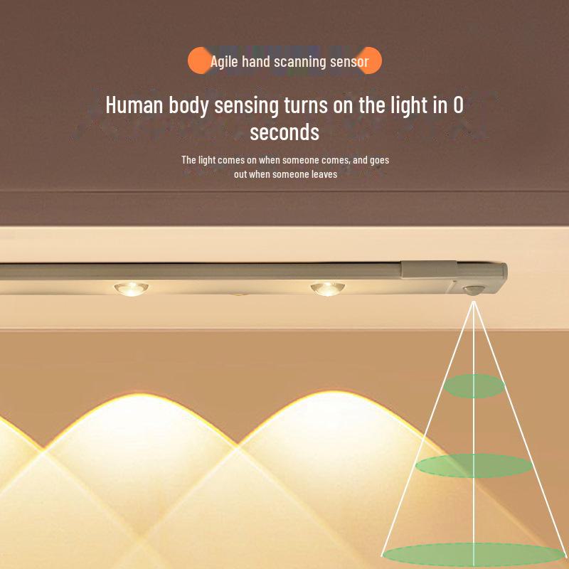 Ultra-Thin LED Cat's Eye Motion Sensor Lamp - Rechargeable & Self-Adhesive for Wardrobe or Wine Cabinet