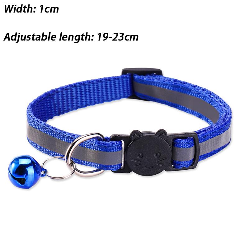 Pet Collar Reflective Safety Buckle Collar Bell Round Ear Cat Dog Collar Glowing Collar