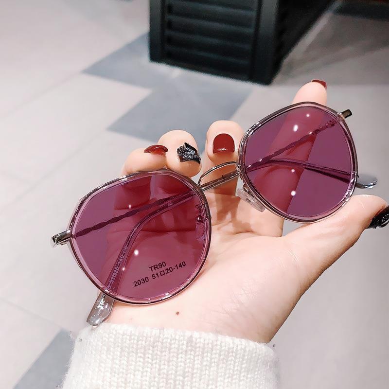 Women'S Photosensitive Color-Changing Glasses Fashion Color-Changing Flat Glasses Anti-Ultraviolet Color-Changing Myopia Glasses Frame