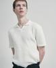 Leondi Johnny Collar Short Sleeve Knit - White