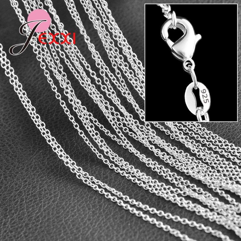Wholesale 1PC 22 Inches Fine Real Pure 925 Sterling Silver Unisex Jewelry Necklace Chains With Lobster Clasps
