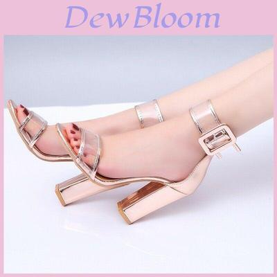 Elegant Ankle Strap Sandals With High Heels And Clear Chunky Block For Women