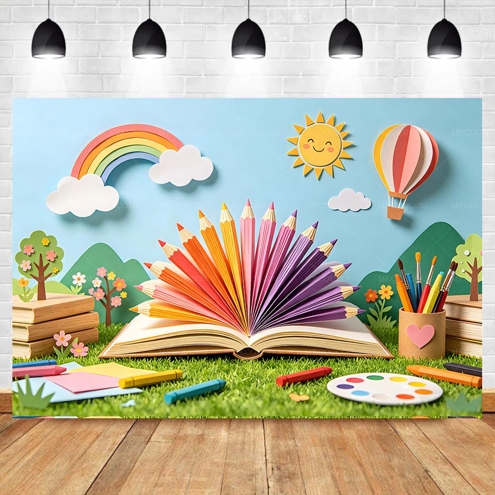 Cartoon Rainbow Sun Water Pen Kindergarten Classroom Decoration Background Activity Layout Props Background Photo Studio Props