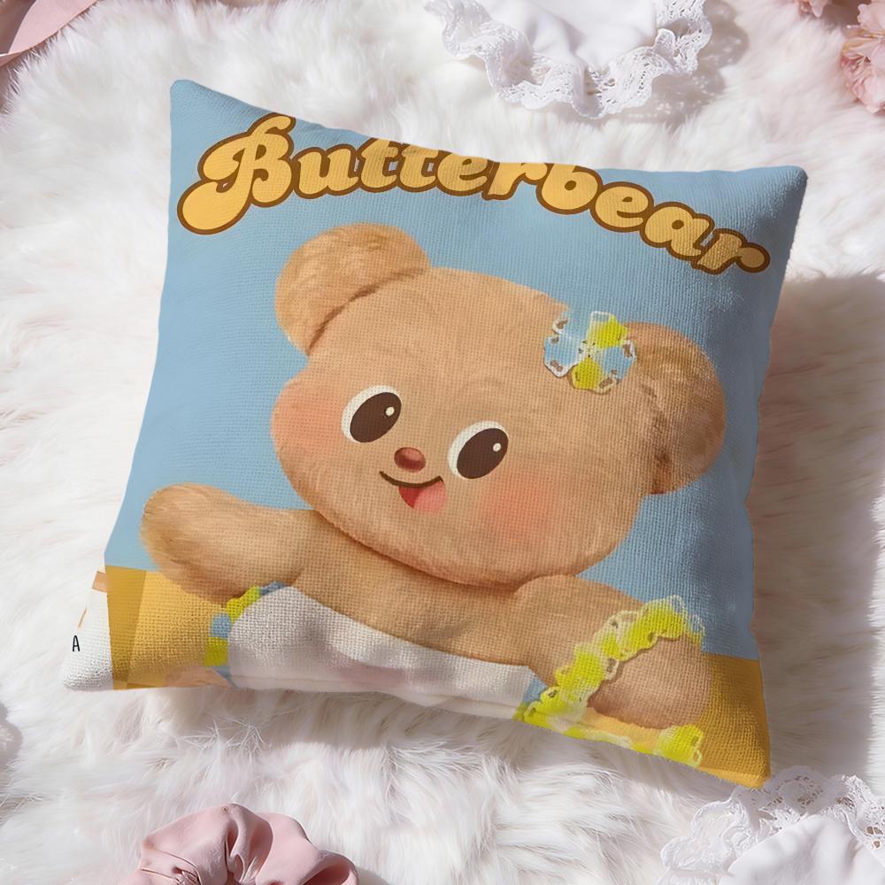 Anime B-Butter BearS Cushion Cover Premium Comfort Reversible Pillow Cove -Two In One Design for Any Room & Car Interior