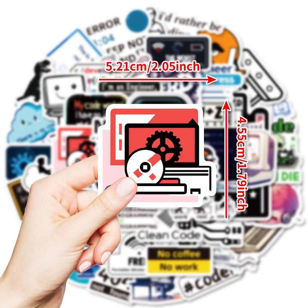 Waterproof Programming Stickers for Laptop, Cute Graffiti Decals for Computer, Tech Themed PC Decals for Students Programmers