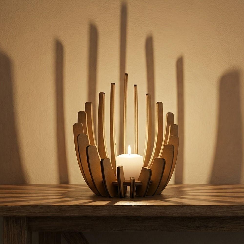Manual Assembly Lotus-shaped Candle Holder Decorative DIY Candle Stand  Home Table Decor