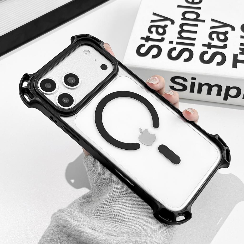 Creative Drone Four Corner Anti Drop Magnetic Case For iPhone 17 16 15 14 13 12 Pro Max for Magsafe Transparent Crossbody Shell